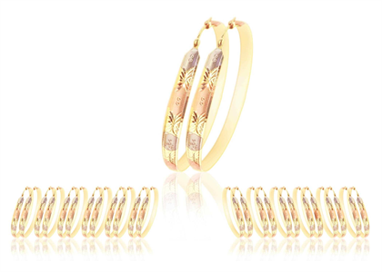 Three Tone Plated 6MM Bangle Hoop Earrings